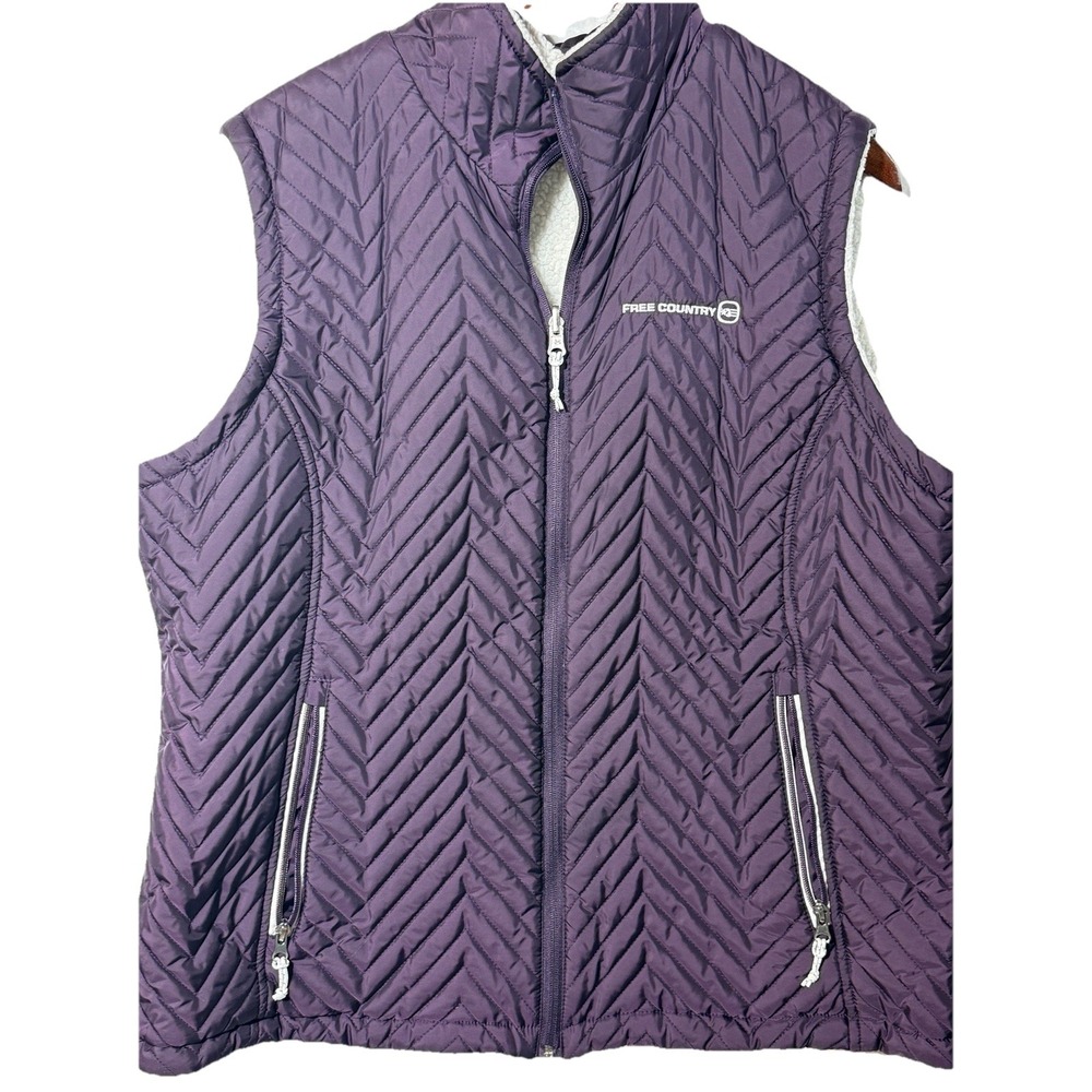Free Country Purple White Reversible Vest Jacket Women's XXL
